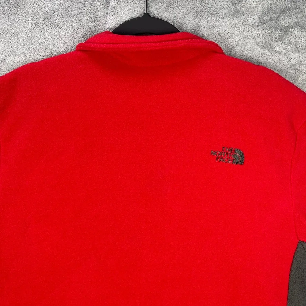 The North Face Fleece Jacket Mens XXL Red Full Zip Grey Panels KH136